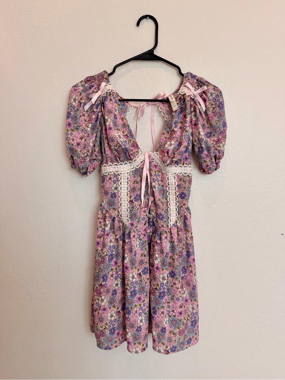 For Love & Lemons Willow Floral Puff Sleeve Mini Dress size XXS